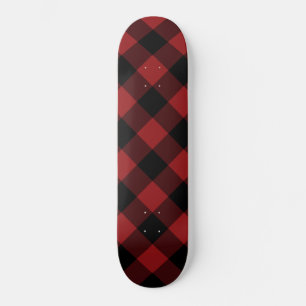Zwart en Rood Plaid Check Skateboard
