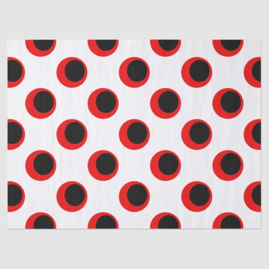 Zwart en Rood Polka Dot Patroon Tissuepapier (Voorkant)