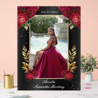 Zwart en rood Quinceañera Entry Acryl Teken Bord