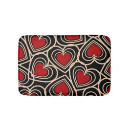 Zwart en Rood Schattige Eenvoudig Hartpatroon Badmat