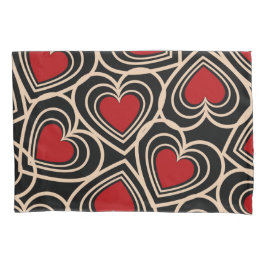 Zwart en Rood Schattige Eenvoudig Hartpatroon Kussensloop