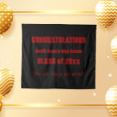 Zwart en Rood Schoolkleuren Afstuderen Wandkleed