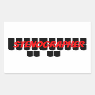 Zwart en Rood Stenograaf Steno Machine Sleutels Rechthoekige Sticker