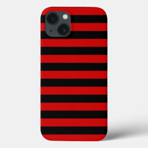 Zwart en rood vet gestreept patroon iPhone 13 hoesje
