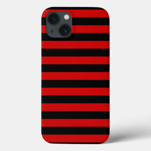 Zwart en rood vet gestreept patroon iPhone 13 hoesje