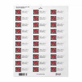 Zwart en rood zebraprint aangepaste monogram etiket (Full Sheet)