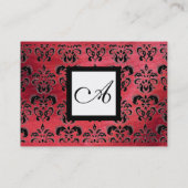 ZWART EN ROOD ZIJDE DAMASKUS VIERKANT MONOGRAM VISITEKAARTJE (Achterkant)
