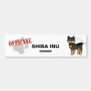 Zwart en roodbruine cartoon Shiba Inu Bumpersticker