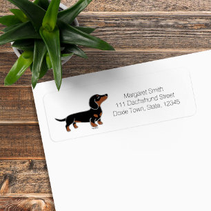 Zwart en roodbruine Dachshund in pose Etiket