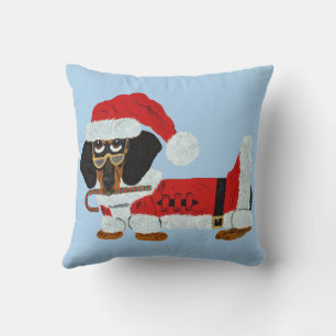 Zwart en roodbruine Dachshund Kerstman met een Sui Kussen
