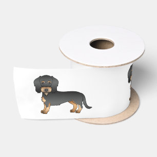 Zwart en roodbruine draadharige dachshond cartoon lint