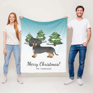 Zwart en roodbruine kortharige Dachshund - Winterb Fleece Deken