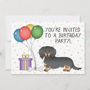Zwart en roodbruine langharige Dachshund-verjaarda Kaart
