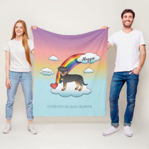 Zwart en roodbruine Rottweiler-hond Regenboog-herd Fleece Deken