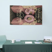 Zwart en Roos Gold Glitter 50ste verjaardag Spandoek (Beurs)