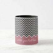 Zwart en ROOS GOLD Modern Chevron Custom TEXT Mok (Midden)
