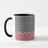 Zwart en ROOS GOLD Modern Chevron Custom TEXT Mok (Links)