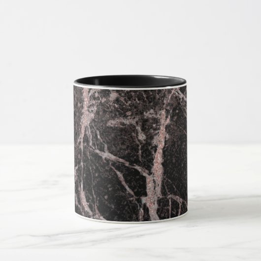 Zwart en Roos Gold Pink Glitter Marble Glam Trendy Mok (Midden)