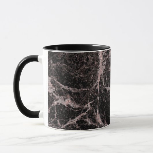 Zwart en Roos Gold Pink Glitter Marble Glam Trendy Mok (Links)