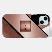 Zwart en Roos Goud Abstract | Monogram Case-Mate iPhone Case (Achterkant (horizontaal))