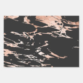 Zwart en Roos Goud Marmer Look Inpakpapier Vel (Voorkant 2)