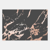 Zwart en Roos Goud Marmer Look Inpakpapier Vel (Voorkant 3)
