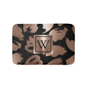 Zwart en Roos Gouden Abstracte Borstel Badmat