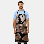 Zwart en Roos Gouden Abstracte Borstel Schort (Gedragen)