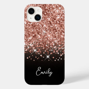 Zwart en roosgoud glinster glamour Case-Mate iPhone 14 plus hoesje