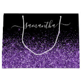 Zwart en Royal Paarse Glitter Elegante Naam Groot Cadeauzakje (Voorkant)