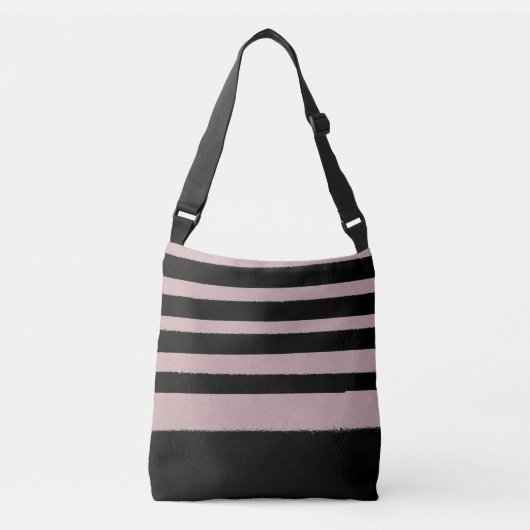 Zwart en Roze Abstract Cute Modern Trendy Pattern Crossbody Tas (Voorkant)