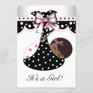 Zwart en roze Baby shower Kaart