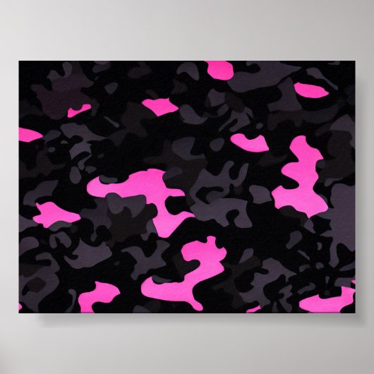 Zwart en roze camouflage poster (Voorkant)