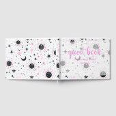 Zwart en Roze Celestial Zon Maan Sterren Bruiloft Gastenboek (Volledig)