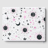 Zwart en Roze Celestial Zon Maan Sterren Bruiloft Gastenboek (Achterkant)