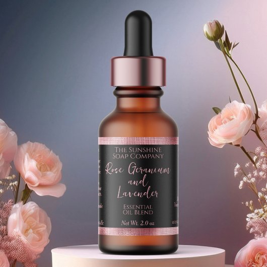 Zwart en Roze Cosmetica Dropper Fles Etiket