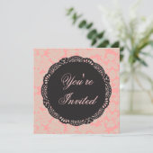 Zwart en roze damast kaart (Staand voorkant)