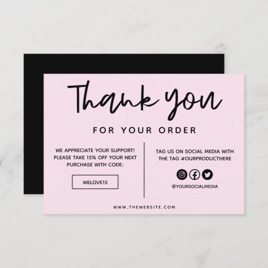 Zwart en roze Dank u voor het mediumtussenvoegsel (Voorkant / Achterkant)