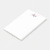 Zwart en roze fancy monogram post-it® notes (Schuin)
