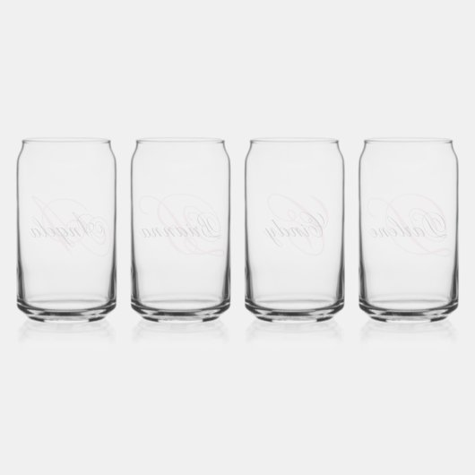 Zwart en Roze Fancy Monogrammed Blikvorm Glas (Achterkant)