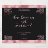 Zwart en roze faux folie cosmetica flesetiket sparkling wijnetiket (Enkel label)