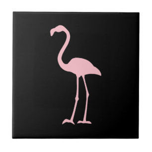 Zwart en Roze Flamingo Silhouet Tegeltje