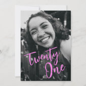 Zwart en Roze Foto 21e Verjaardagsfeestje Kaart (Voorkant)