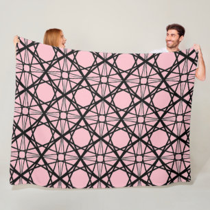 Zwart en roze geometrische kunst fleece deken