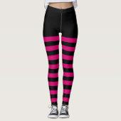 Zwart en roze gestreept leggings (Voorkant)
