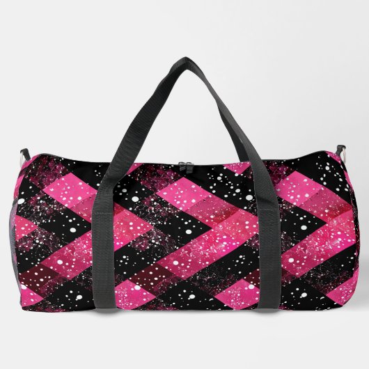 Zwart en roze geweven met glitter look plunjezak (Achterkant)