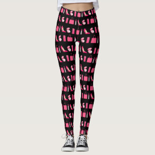Zwart en roze girly dingenontwerp leggings