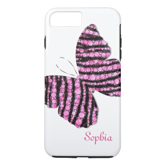 Zwart en roze glitter Butterfly - Aangepast Case-Mate iPhone Case (Achterkant)