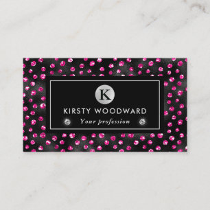 Zwart en Roze Glitter Glam Polka Dots Patroon Visitekaartje