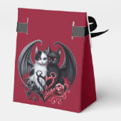 Zwart en Roze Gotische Bruiloft Katten Favor Boxes Bedankdoosjes (Achterkant)